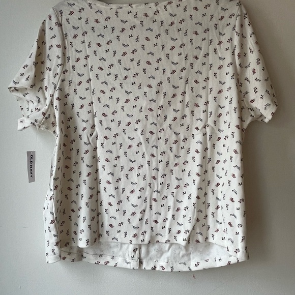 Old Navy Floral Button Front Ribbed Scoop Neck Tee 2X NWT Cottagecore Stretch - Picture 14 of 15
